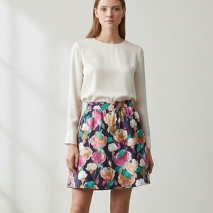 J. Crew Factory Floral Pocket Underlined Zipper Skirt